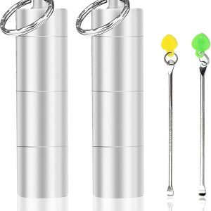 2 Pieces Aluminum Pill Box Portable Pill Organizer 3 Compartments Metal Pill Case Pocket Gift